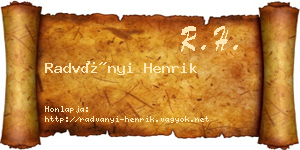 Radványi Henrik névjegykártya