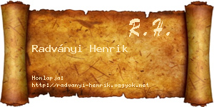 Radványi Henrik névjegykártya